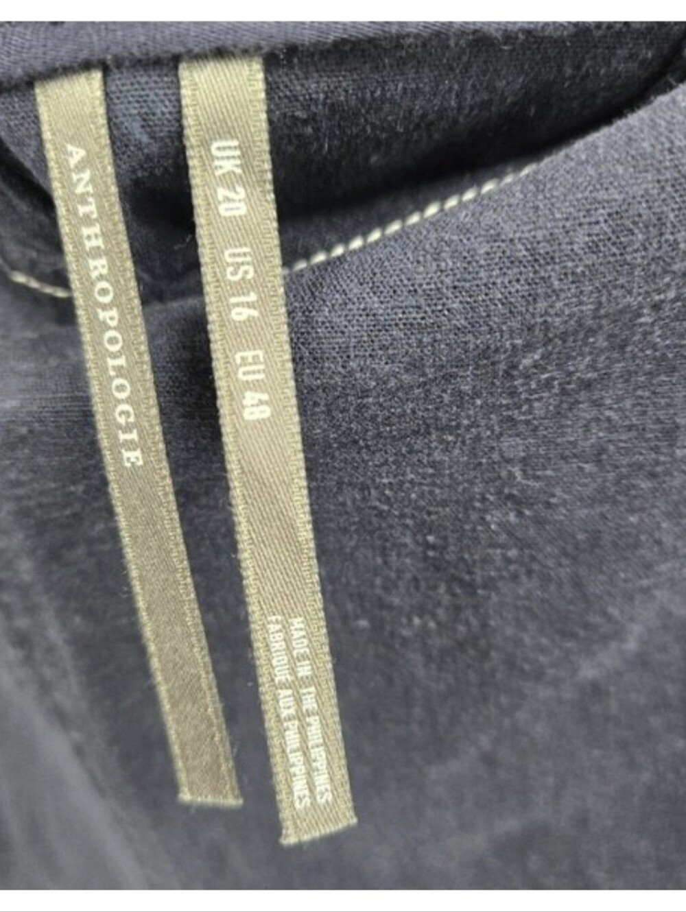 Anthropologie Navy Wide-Leg Cropped Pants with Contrast Stitching - Picture 9 of 10